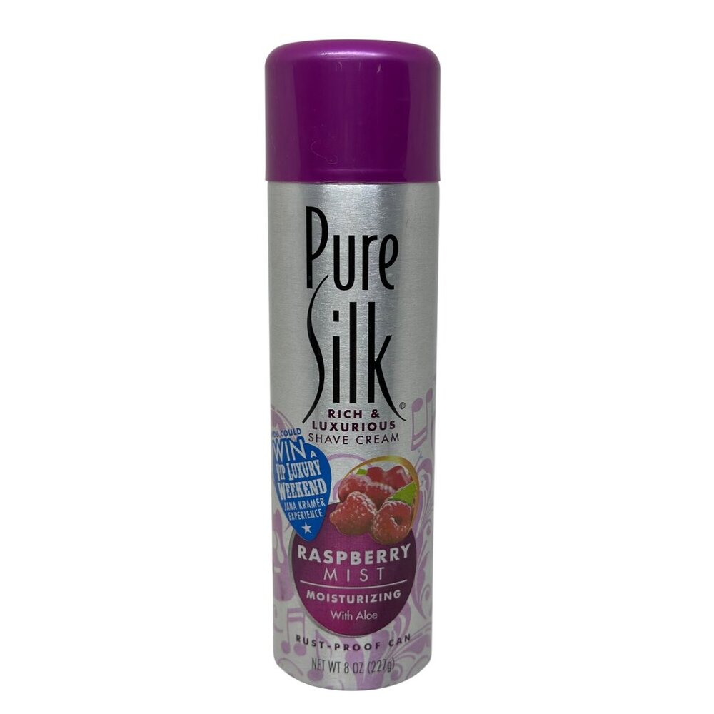 NEW Pure Silk Raspberry Mist‎ Moisturizing Shave Cream With Aloe - 8 Oz